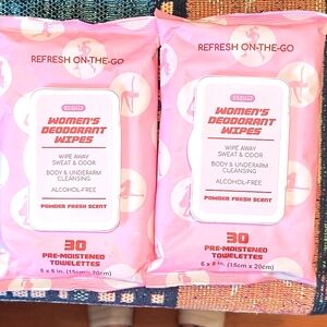 Women's Deodorant Wipes, 30 CT. Powder fresh scent ( 2 packs)